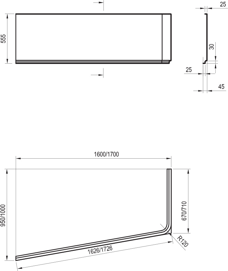 Apdares panelis 10° 160 L/R