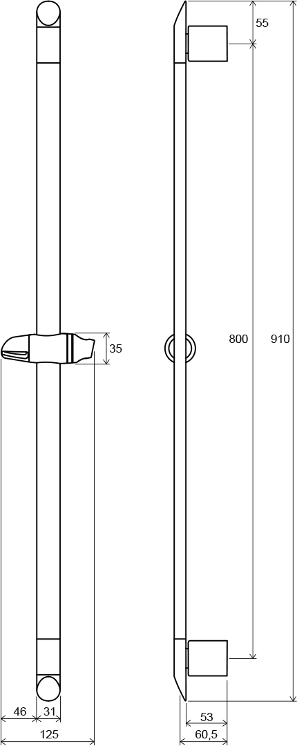 Dušas statīvs ar regulējamu turekli, 90 cm