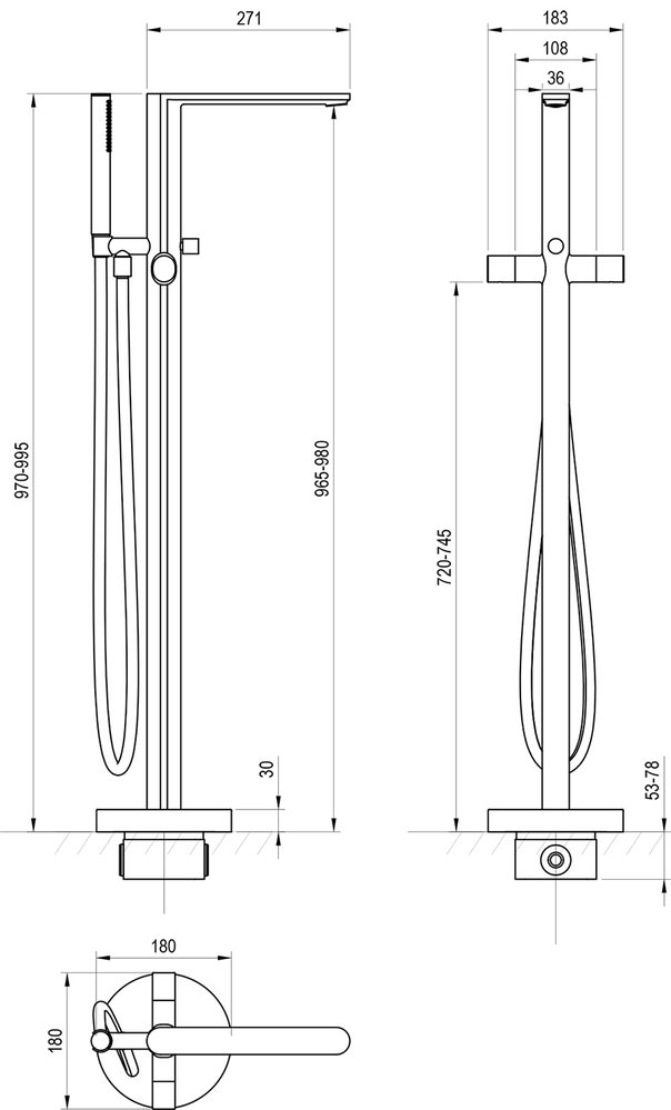 Grīdas vannas jaucējkrāns Chrome II CR II 080.00