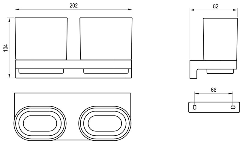 Divu glāžu turētājs Chrome II