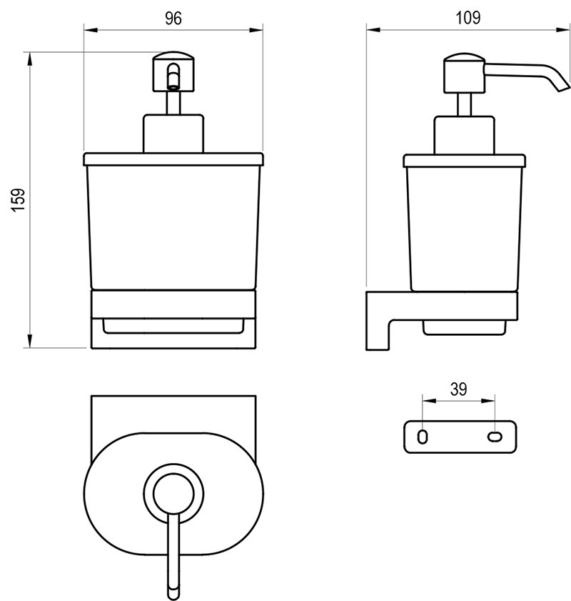 Turētājs ar ziepju dozatoru Chrome II