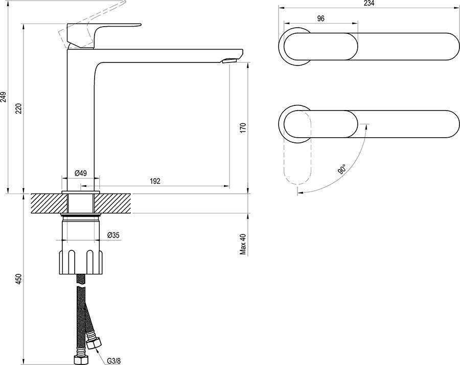 Jaucējkrāns Eleganta 220 mm ar BeCool funkciju