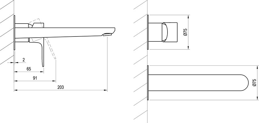 Zemapmetuma Eleganta izlietnes jaucējkrāns uzstādīšanai ar R-box