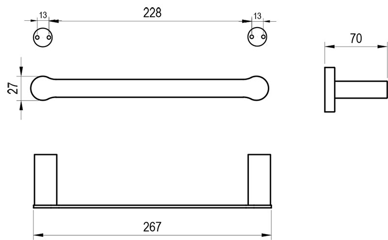Dvieļu turētājs Fold 25 cm