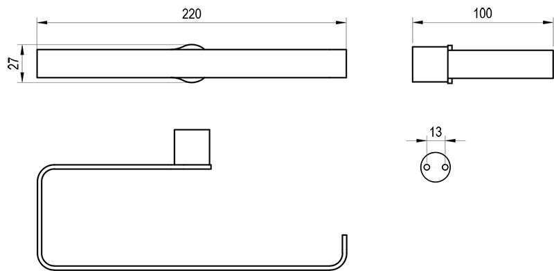 Dvieļu turētājs Fold 22 cm