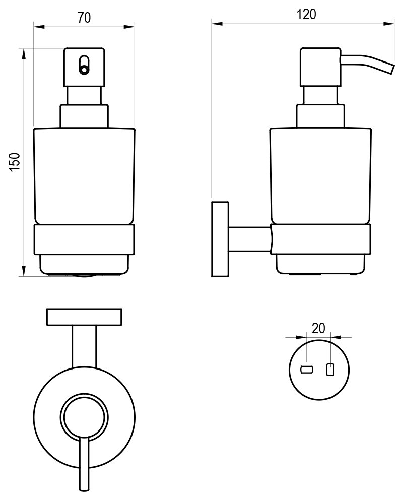 Turētājs ar ziepju dozatoru Kona
