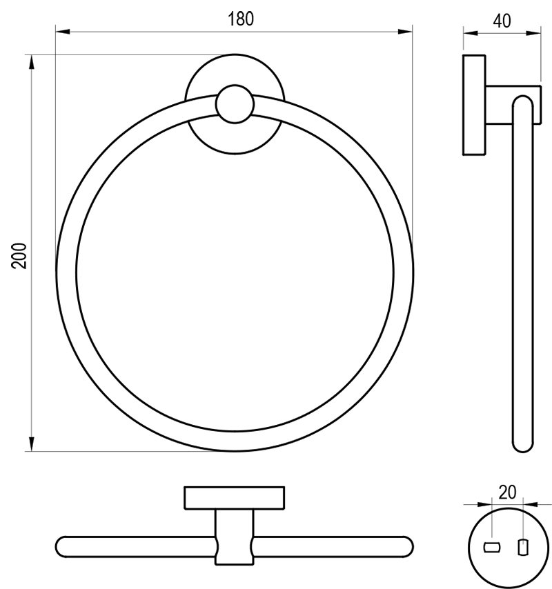 Apaļš dvieļu turētājs Kona