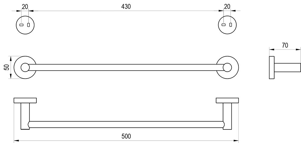 Dvieļu turētājs Kona 45 cm