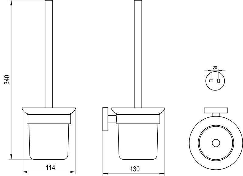 Klozetpoda birste ar turētāju Kona