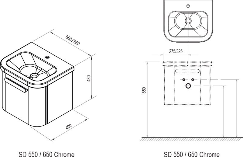 Izlietnes skapītis SD Chrome 550/650