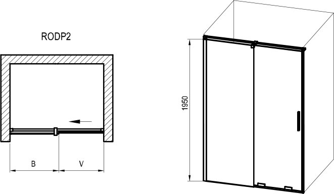 Dušas durvis Roll RODP2
