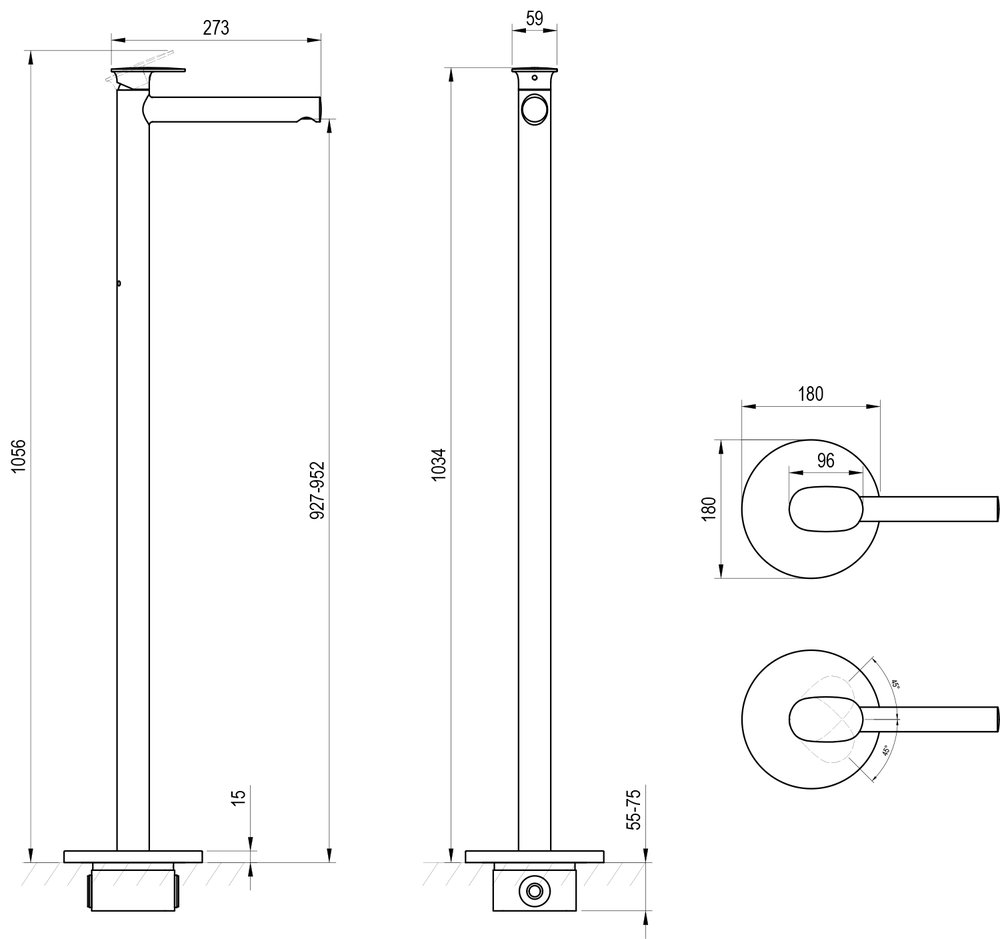Spring SG 180 Grīdas izlietnes jaucējkrāns