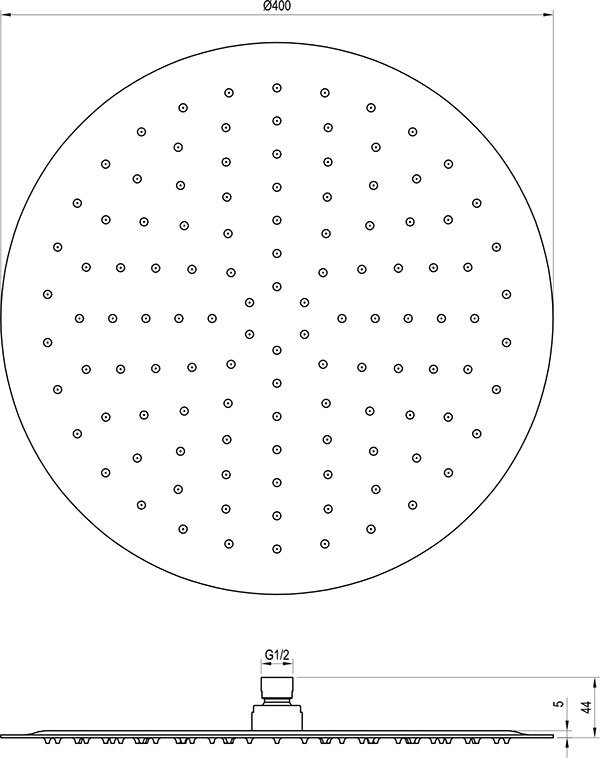 Apaļa dušas galva Chrome 400 mm