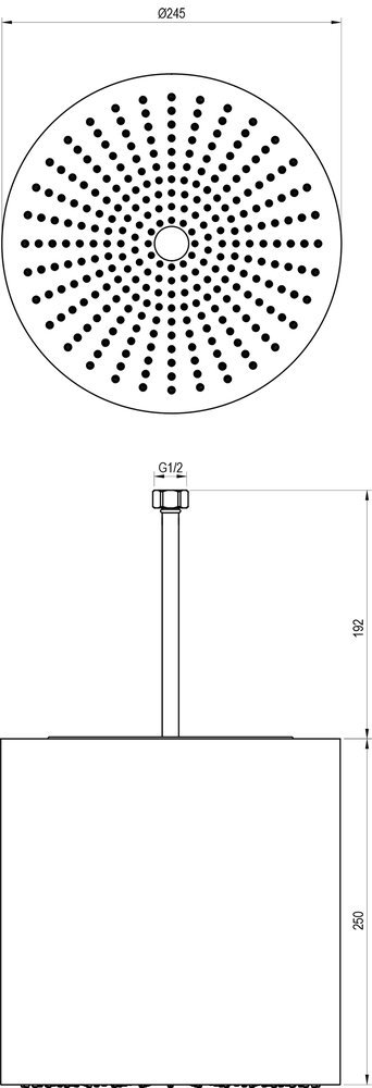 Griestu dušas galva, cilindrs