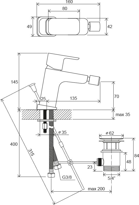 Bidē maisītājs 10° Free