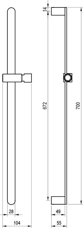 Dušas statīvs ar regulējamu turekli 70 cm