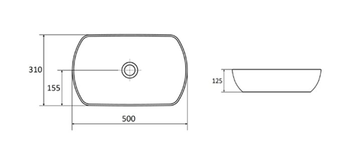 Keramiskā izlietne UNI 500 O SLIM