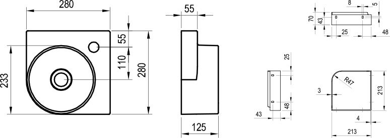 Stūra izlietne Yard 280 C