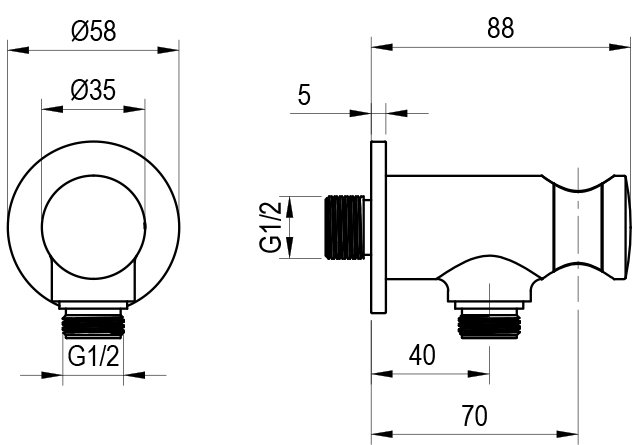 Misiņa tureklis dušai ar ūdens izvadu