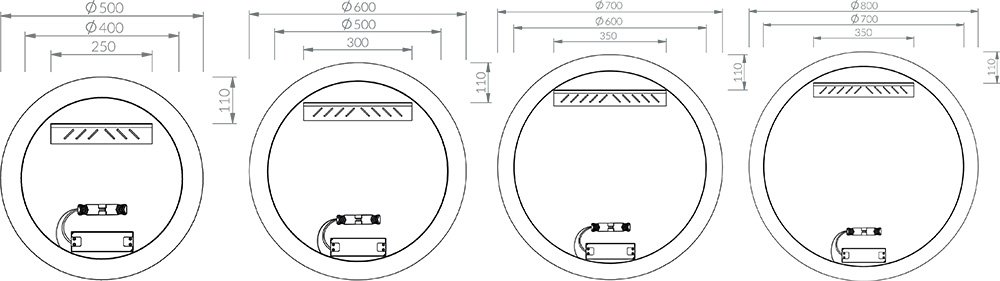 Spogulis Luna 500/600/700/800