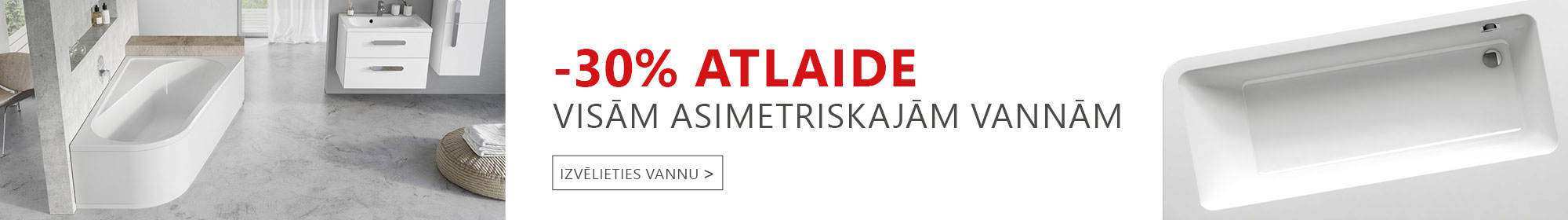 RAVAK, -30% asimetriskām vannām